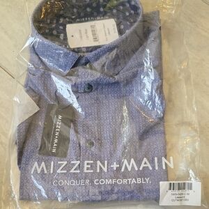 Mizzen+Main Patterned Blue Dress Shirt